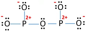 mark charges on atoms on P2O5